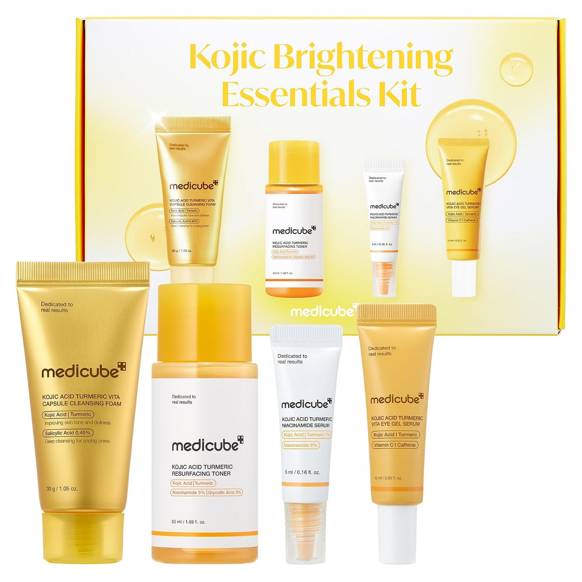 Kojic Brightening Essentials Mini Skincare Set - 4-Step Starter Kit