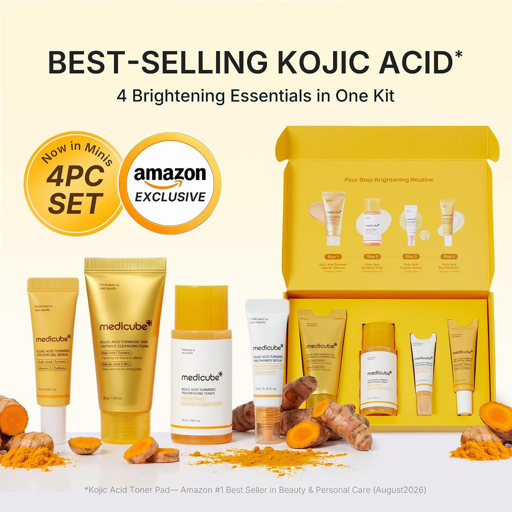 Kojic Brightening Essentials Mini Skincare Set - 4-Step Starter Kit