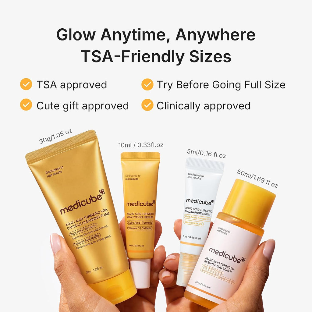 Kojic Brightening Essentials Mini Skincare Set - 4-Step Starter Kit